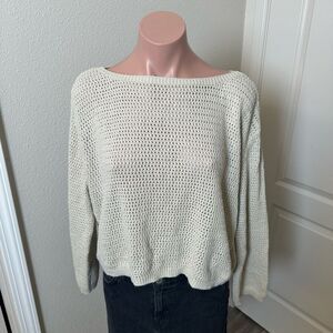 RDI Scoop Neck Cream Knit Sweater Sz L